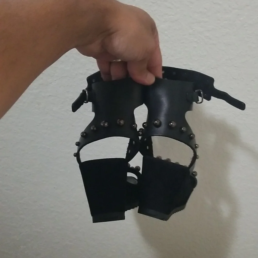 Pedro Garcia Black Studded Platform Sandals